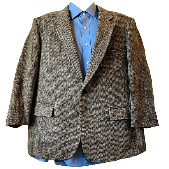 Harris Tweed Brookford Vintage Sport Coat Gray Herringbone Scottish Wool 44S USA - Picture 6 of 16